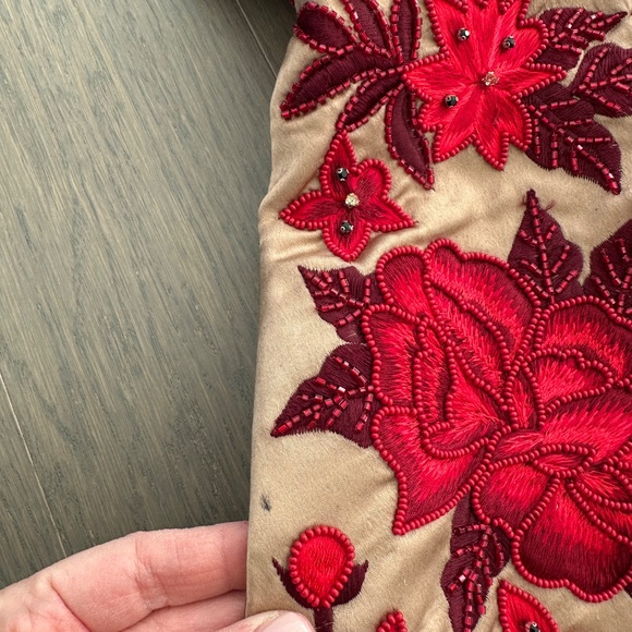 Alicia + Olivia Sarai Embellished Floral High Low Gown Red Black Beaded - Size 2 - Picture 8 of 12